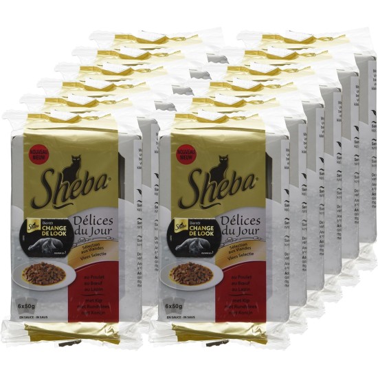 Sheba Délices du Jour - Wet food for adult cats - Poultry selection in sauce - Fresh bags 12 x (6 x 50 g) Sheba Délices du Jour - Wet food for adult cats - Poultry selection in sauce - Fresh bags 12 x (6 x 50 g)