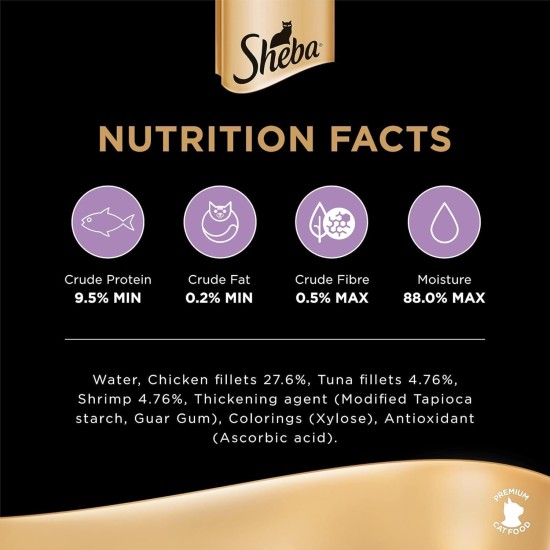 Sheba Filets - Finest Wet Cat Food in Tray - Chicken with Shrimp - 16 x 60 g Sheba Filets - Finest Wet Cat Food in Tray - Chicken with Shrimp - 16 x 60 g