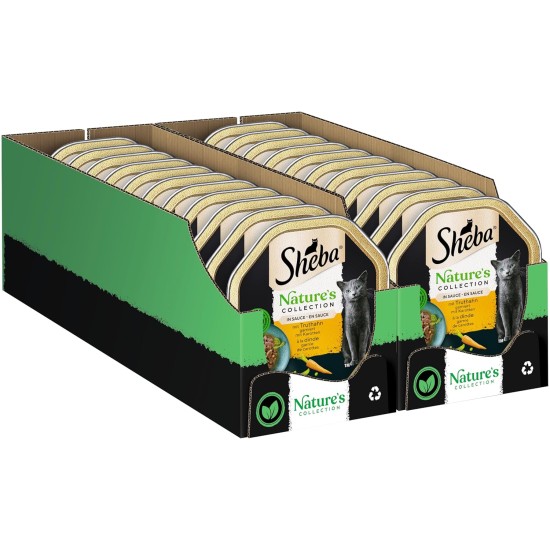 Sheba Fresh & Fine in Sauce, High-Quality Wet Cat Food, Portion Bag, Multipack with Chicken, Poultry and Turkey, 75 x 50 g Sheba Fresh & Fine in Sauce, High-Quality Wet Cat Food, Portion Bag, Multipack with Chicken, Poultry and Turkey, 75 x 50 g