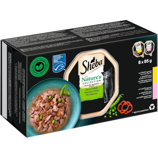 Sheba Fresh & Fine in Sauce, High-Quality Wet Cat Food, Portion Bag, Multipack with Chicken, Poultry and Turkey, 75 x 50 g Sheba Fresh & Fine in Sauce, High-Quality Wet Cat Food, Portion Bag, Multipack with Chicken, Poultry and Turkey, 75 x 50 g