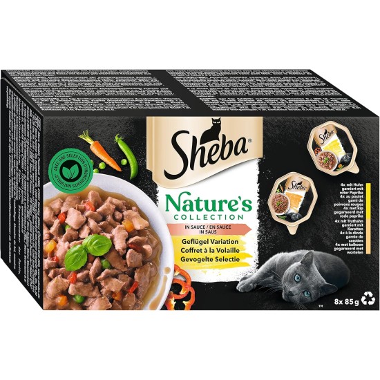 Sheba Fresh & Fine in Sauce, High-Quality Wet Cat Food, Portion Bag, Multipack with Chicken, Poultry and Turkey, 75 x 50 g Sheba Fresh & Fine in Sauce, High-Quality Wet Cat Food, Portion Bag, Multipack with Chicken, Poultry and Turkey, 75 x 50 g