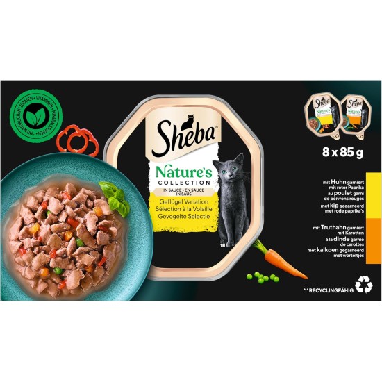 Sheba Fresh & Fine in Sauce, High-Quality Wet Cat Food, Portion Bag, Multipack with Chicken, Poultry and Turkey, 75 x 50 g Sheba Fresh & Fine in Sauce, High-Quality Wet Cat Food, Portion Bag, Multipack with Chicken, Poultry and Turkey, 75 x 50 g