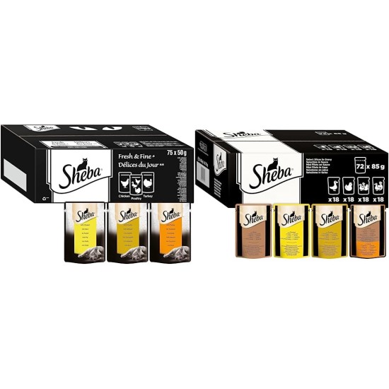 Sheba Nature's Collection in Sauce, Finest Wet Cat Food in Bowl, Poultry Variation, 32 x 85 g Sheba Nature's Collection in Sauce, Finest Wet Cat Food in Bowl, Poultry Variation, 32 x 85 g