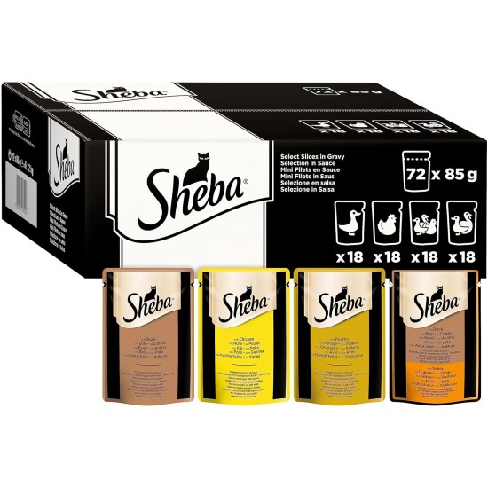 Sheba Nature's Collection in Sauce, Finest Wet Cat Food in Bowl, Poultry Variation, 32 x 85 g Sheba Nature's Collection in Sauce, Finest Wet Cat Food in Bowl, Poultry Variation, 32 x 85 g