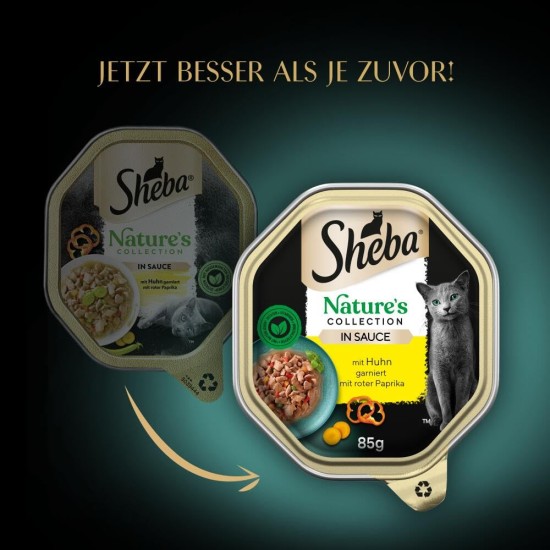 Sheba Nature's Collection in Sauce, Finest Wet Cat Food in Bowl, Poultry Variation, 32 x 85 g Sheba Nature's Collection in Sauce, Finest Wet Cat Food in Bowl, Poultry Variation, 32 x 85 g