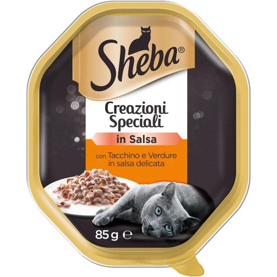 Sheba Sauce Collection in Sauce, Cat Food with Turkey, Chicken & Vegetables, 22 Bowls of 85g, Total 1870g Sheba Sauce Collection in Sauce, Cat Food with Turkey, Chicken & Vegetables, 22 Bowls of 85g, Total 1870g