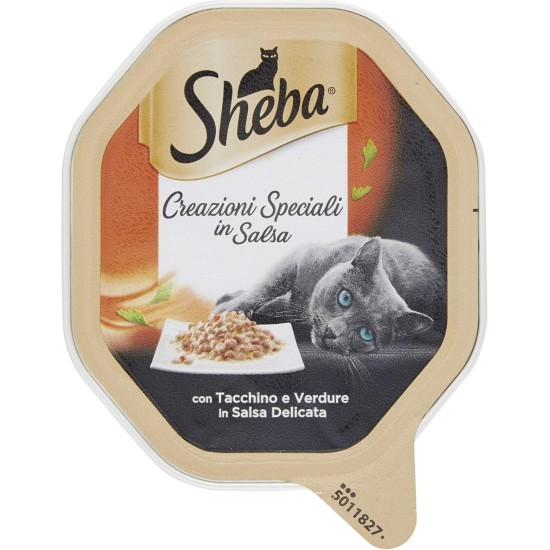Sheba Sauce Collection in Sauce, Cat Food with Turkey, Chicken & Vegetables, 22 Bowls of 85g, Total 1870g Sheba Sauce Collection in Sauce, Cat Food with Turkey, Chicken & Vegetables, 22 Bowls of 85g, Total 1870g