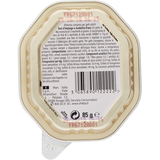 Sheba Sauce Collection in Sauce, Cat Food with Turkey, Chicken & Vegetables, 22 Bowls of 85g, Total 1870g Sheba Sauce Collection in Sauce, Cat Food with Turkey, Chicken & Vegetables, 22 Bowls of 85g, Total 1870g