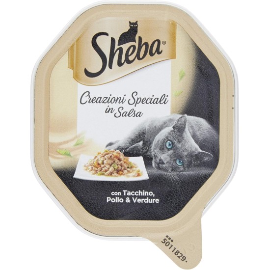 Sheba Sauce Collection in Sauce, Cat Food with Turkey, Chicken & Vegetables, 22 Bowls of 85g, Total 1870g Sheba Sauce Collection in Sauce, Cat Food with Turkey, Chicken & Vegetables, 22 Bowls of 85g, Total 1870g