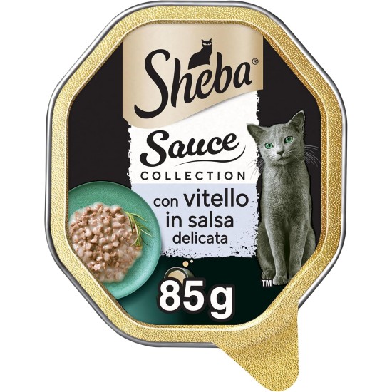 Sheba Sauce Collection in Sauce Cat Food with Veal in Delicate Sauce 85g - 22 Bowls Sheba Sauce Collection in Sauce Cat Food with Veal in Delicate Sauce 85g - 22 Bowls