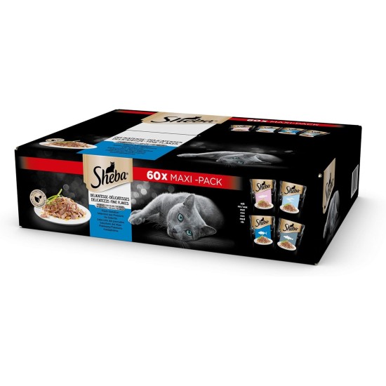 Sheba Selection in Sauce, Chicken, Turkey, Duck and Poultry, Wet Food for Adult Cats 60 Bags of 85g Sheba Selection in Sauce, Chicken, Turkey, Duck and Poultry, Wet Food for Adult Cats 60 Bags of 85g