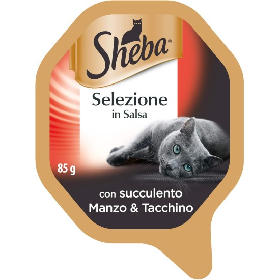 Sheba Selection in Sauce, Wet Cat Food with Juicy Beef & Turkey - 22 Bowls of 85g Total 1870g