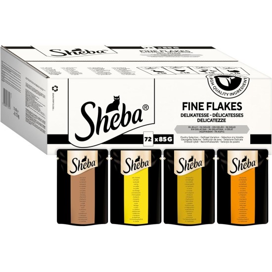 Sheba delicacy in jelly, wet cat food with a fine selection of poultry, 72 x 85 g Sheba delicacy in jelly, wet cat food with a fine selection of poultry, 72 x 85 g
