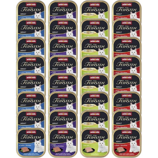 The Finest Cat Food Wet Fish & Meat Variety (32 x 100 g), Cat Food Wet without Grain and Sugar by animonda, with Fresh, Meaty Ingredients The Finest Cat Food Wet Fish & Meat Variety (32 x 100 g), Cat Food Wet without Grain and Sugar by animonda, with Fresh, Meaty Ingredients