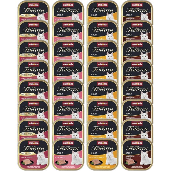 The Finest Cat Food Wet Fish & Meat Variety (32 x 100 g), Cat Food Wet without Grain and Sugar by animonda, with Fresh, Meaty Ingredients The Finest Cat Food Wet Fish & Meat Variety (32 x 100 g), Cat Food Wet without Grain and Sugar by animonda, with Fresh, Meaty Ingredients