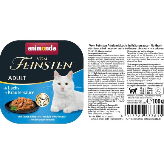 The Finest Cat Food Wet Fish & Meat Variety (32 x 100 g), Cat Food Wet without Grain and Sugar by animonda, with Fresh, Meaty Ingredients The Finest Cat Food Wet Fish & Meat Variety (32 x 100 g), Cat Food Wet without Grain and Sugar by animonda, with Fresh, Meaty Ingredients