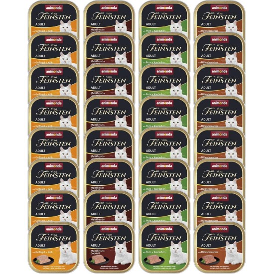 The Finest Cat Food Wet Fish & Meat Variety (32 x 100 g), Cat Food Wet without Grain and Sugar by animonda, with Fresh, Meaty Ingredients The Finest Cat Food Wet Fish & Meat Variety (32 x 100 g), Cat Food Wet without Grain and Sugar by animonda, with Fresh, Meaty Ingredients