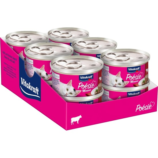 Vitakraft Cat Food Poetry Mousse, Beef - 12 Cans Vitakraft Cat Food Poetry Mousse, Beef - 12 Cans