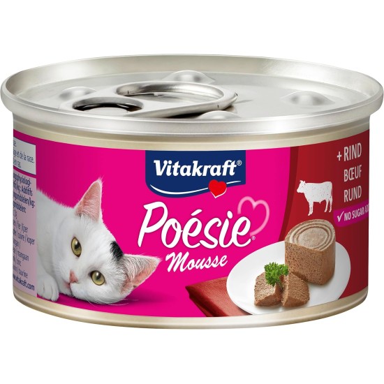 Vitakraft Cat Food Poetry Mousse, Beef - 12 Cans Vitakraft Cat Food Poetry Mousse, Beef - 12 Cans