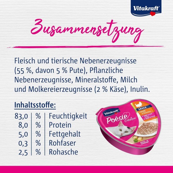 Vitakraft Cat Food Wet Food Poésie Heart Bowl Sauce - 15 x 85g Vitakraft Cat Food Wet Food Poésie Heart Bowl Sauce - 15 x 85g