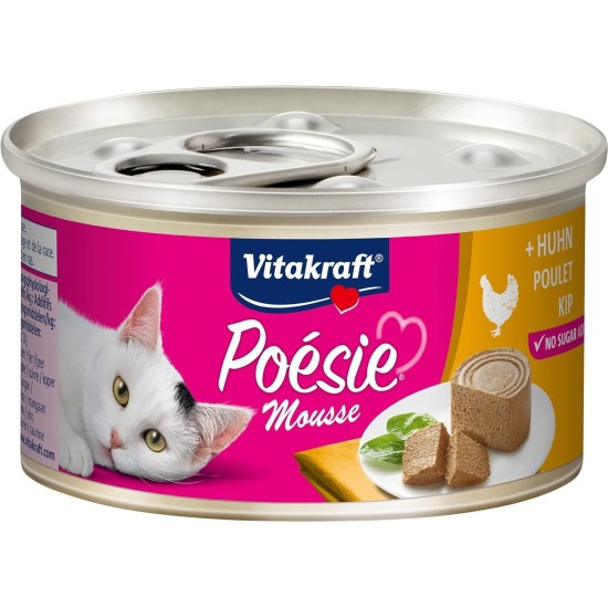 Vitakraft Cat Food Wet Food Poésie Mousse, Chicken Flavor, 12 x 85g Vitakraft Cat Food Wet Food Poésie Mousse, Chicken Flavor, 12 x 85g