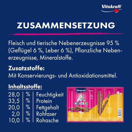 Vitakraft Cat treats Cat - Stick mini Chicken & Cat grass - 60 x 6g Vitakraft Cat treats Cat - Stick mini Chicken & Cat grass - 60 x 6g