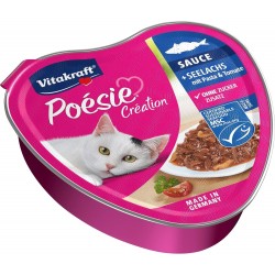 Vitakraft Poésie Création Wet Cat Food in Sauce, with Pollock, with Pasta and Tomato, No Added Sugar and Grains (1 x 85 g)