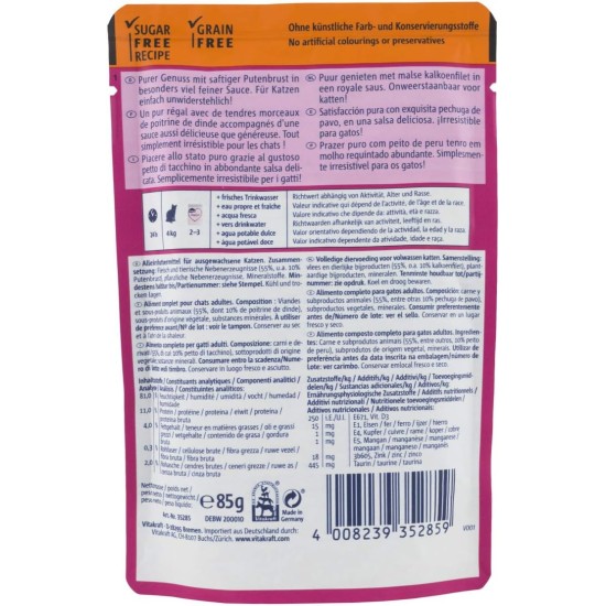 Vitakraft Poésie Délice, Wet Cat Food in Sauce, with Heart, No Added Sugar and Grains (1 x 85 g) Vitakraft Poésie Délice, Wet Cat Food in Sauce, with Heart, No Added Sugar and Grains (1 x 85 g)