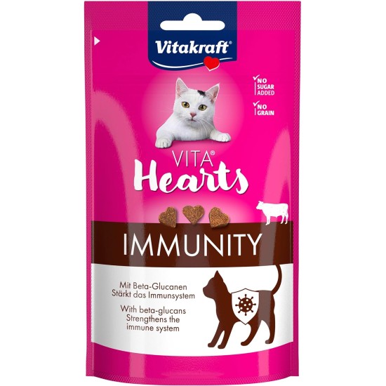 Vitakraft Vita Hearts, Immunity, Soft Cat Snack, for Strengthened Immune System, with Beef (1 x 40 g)