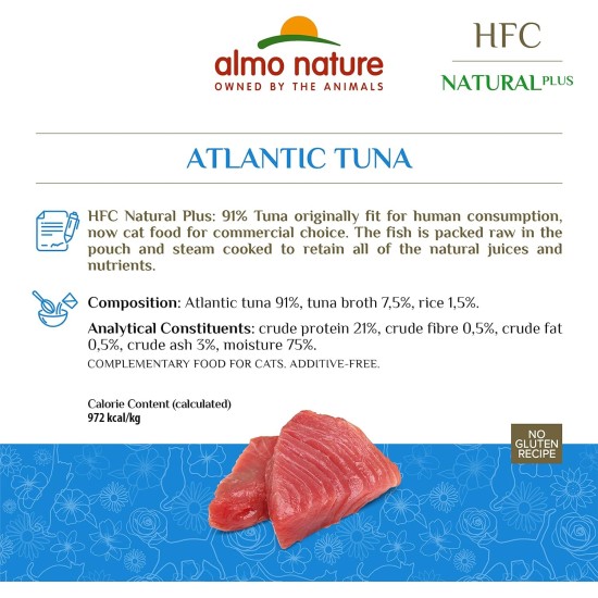 almo nature HFC Natural Plus Wet for Cats Pacific Tuna 55 g x 24 Pieces Pack of 1 (1 x 1.7 kg) almo nature HFC Natural Plus Wet for Cats Pacific Tuna 55 g x 24 Pieces Pack of 1 (1 x 1.7 kg)