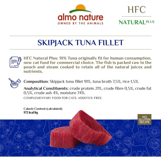 almo nature HFC Natural Plus Wet for Cats Pacific Tuna 55 g x 24 Pieces Pack of 1 (1 x 1.7 kg) almo nature HFC Natural Plus Wet for Cats Pacific Tuna 55 g x 24 Pieces Pack of 1 (1 x 1.7 kg)