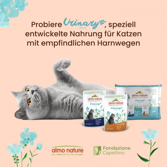 almo nature Holistic Urinary Help Cat Food, Wet Food for Adult Cats with Chicken, Pack of 30 (30 x 70 g)