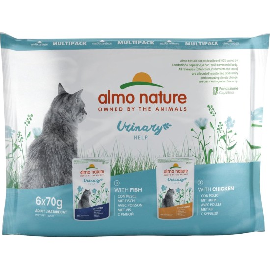 almo nature Multipack Holistic Urinary Help - 3 x With Fish - 3 x With Chicken. Complete Food for Adult Cats, Wet Food, Pack of 6 (6 x 70 g) almo nature Multipack Holistic Urinary Help - 3 x With Fish - 3 x With Chicken. Complete Food for Adult Cats, Wet Food, Pack of 6 (6 x 70 g)