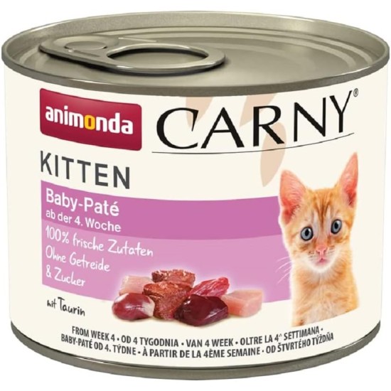 animonda Carny Cat Wet Food Kitten Baby Paté (12 x 200 g), Kitten Grain-Free Cat Wet Food without Sugar for Growing Kittens up to 1 Year, with Fresh Ingredients animonda Carny Cat Wet Food Kitten Baby Paté (12 x 200 g), Kitten Grain-Free Cat Wet Food without Sugar for Growing Kittens up to 1 Year, with Fresh Ingredients