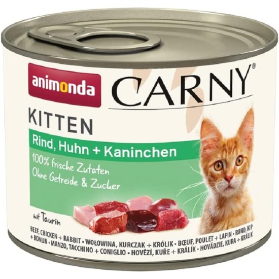 animonda Carny Cat Wet Food Kitten Baby Paté (12 x 200 g), Kitten Grain-Free Cat Wet Food without Sugar for Growing Kittens up to 1 Year, with Fresh Ingredients animonda Carny Cat Wet Food Kitten Baby Paté (12 x 200 g), Kitten Grain-Free Cat Wet Food without Sugar for Growing Kittens up to 1 Year, with Fresh Ingredients