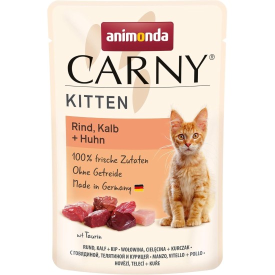 animonda Carny Cat Wet Food Kitten Baby Paté (12 x 200 g), Kitten Grain-Free Cat Wet Food without Sugar for Growing Kittens up to 1 Year, with Fresh Ingredients animonda Carny Cat Wet Food Kitten Baby Paté (12 x 200 g), Kitten Grain-Free Cat Wet Food without Sugar for Growing Kittens up to 1 Year, with Fresh Ingredients