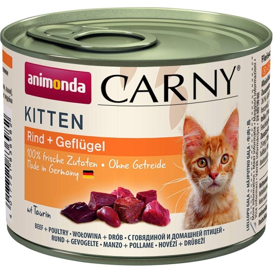 animonda Carny Cat Wet Food Kitten Baby Paté (12 x 200 g), Kitten Grain-Free Cat Wet Food without Sugar for Growing Kittens up to 1 Year, with Fresh Ingredients animonda Carny Cat Wet Food Kitten Baby Paté (12 x 200 g), Kitten Grain-Free Cat Wet Food without Sugar for Growing Kittens up to 1 Year, with Fresh Ingredients