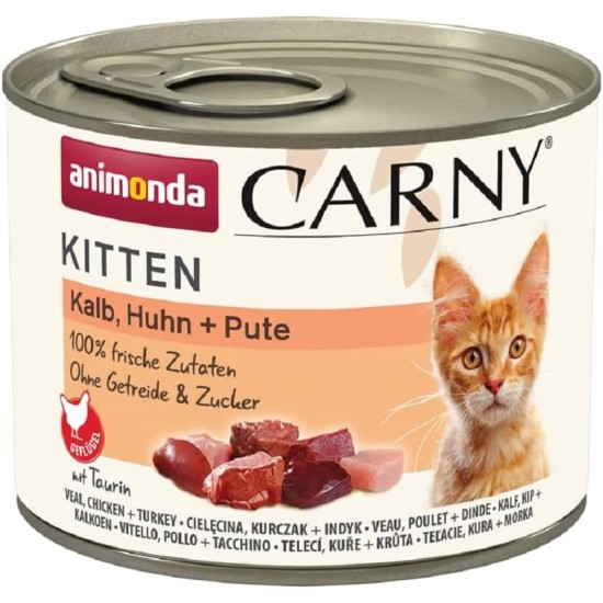 animonda Carny Cat Wet Food Kitten Baby Paté (12 x 200 g), Kitten Grain-Free Cat Wet Food without Sugar for Growing Kittens up to 1 Year, with Fresh Ingredients animonda Carny Cat Wet Food Kitten Baby Paté (12 x 200 g), Kitten Grain-Free Cat Wet Food without Sugar for Growing Kittens up to 1 Year, with Fresh Ingredients