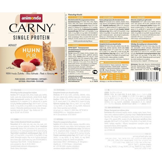 animonda Carny Single Protein Adult Cat Food, Wet, for Cats. animonda Carny Single Protein Adult Cat Food, Wet, for Cats.