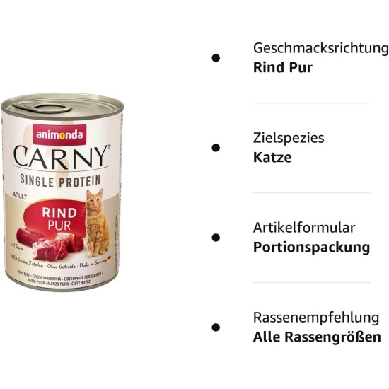 animonda Carny Single Protein Adult Cat Food, Wet, for Cats. animonda Carny Single Protein Adult Cat Food, Wet, for Cats.