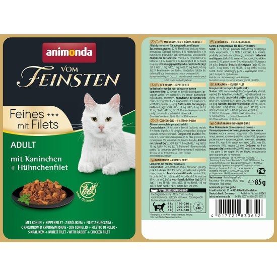 animonda Vom Feinsten Adult Cat Food, Wet Food for Adult Cats, Fine Fillets, with Duck + Turkey Fillet, 18 x 85 g animonda Vom Feinsten Adult Cat Food, Wet Food for Adult Cats, Fine Fillets, with Duck + Turkey Fillet, 18 x 85 g