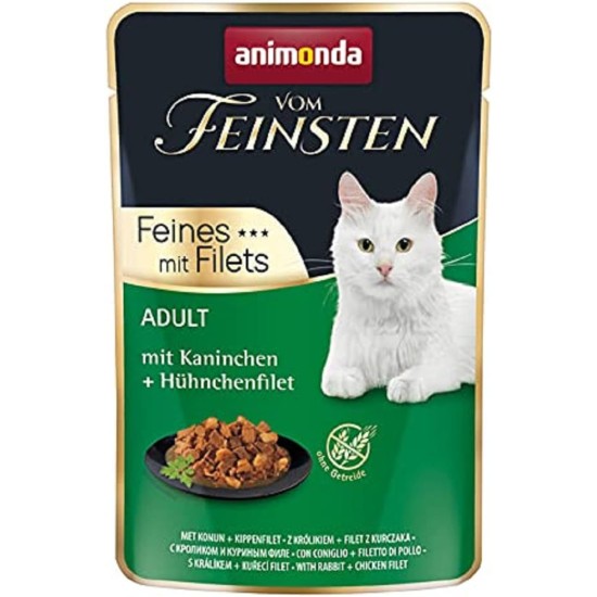 animonda Vom Feinsten Adult Cat Food, Wet Food for Adult Cats, Fine Fillets, with Veal + Chicken Fillet, 18 x 85 g animonda Vom Feinsten Adult Cat Food, Wet Food for Adult Cats, Fine Fillets, with Veal + Chicken Fillet, 18 x 85 g