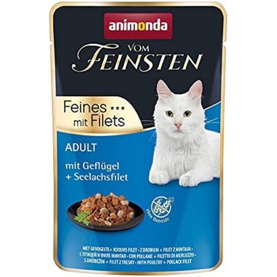 animonda Vom Feinsten Adult Cat Food, Wet Food for Adult Cats, Fine Fillets, with Veal + Chicken Fillet, 18 x 85 g animonda Vom Feinsten Adult Cat Food, Wet Food for Adult Cats, Fine Fillets, with Veal + Chicken Fillet, 18 x 85 g