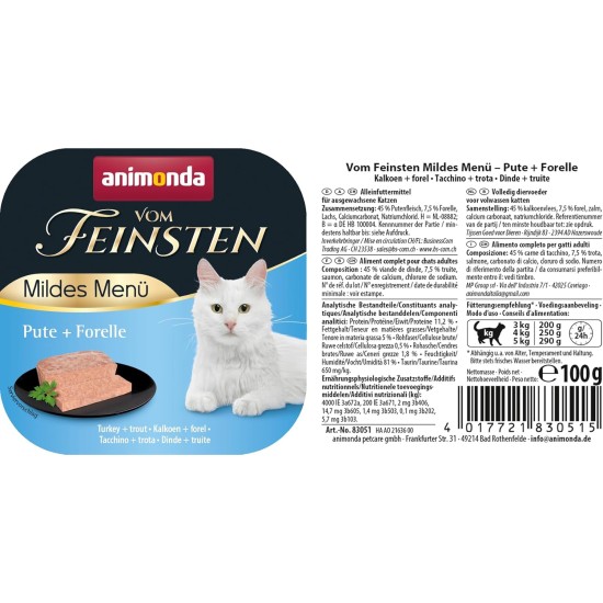 animonda Vom Feinsten Adult Cat Food, Wet Food for Adult Cats, Mild Menu, Mild Variety 32 x 100 g animonda Vom Feinsten Adult Cat Food, Wet Food for Adult Cats, Mild Menu, Mild Variety 32 x 100 g