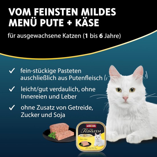 animonda Vom Feinsten Adult Cat Food, Wet Food for Adult Cats, Mild Menu, Mild Variety 32 x 100 g animonda Vom Feinsten Adult Cat Food, Wet Food for Adult Cats, Mild Menu, Mild Variety 32 x 100 g