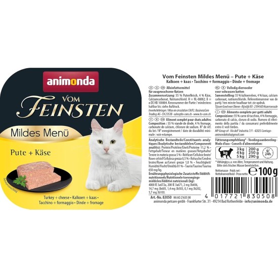animonda Vom Feinsten Adult Cat Food, Wet Food for Adult Cats, Mild Menu, Mild Variety 32 x 100 g animonda Vom Feinsten Adult Cat Food, Wet Food for Adult Cats, Mild Menu, Mild Variety 32 x 100 g