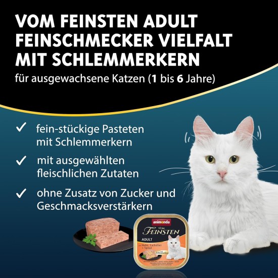 animonda Vom Feinsten Adult Fish & Meat Variety (32 x 100 g), Wet Food for Adult Cats, Cat Food without Grains and Sugar, Fine Piece Pies animonda Vom Feinsten Adult Fish & Meat Variety (32 x 100 g), Wet Food for Adult Cats, Cat Food without Grains and Sugar, Fine Piece Pies
