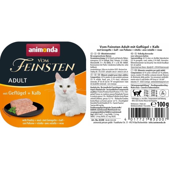 animonda Vom Feinsten Adult Fish & Meat Variety (32 x 100 g), Wet Food for Adult Cats, Cat Food without Grains and Sugar, Fine Piece Pies animonda Vom Feinsten Adult Fish & Meat Variety (32 x 100 g), Wet Food for Adult Cats, Cat Food without Grains and Sugar, Fine Piece Pies