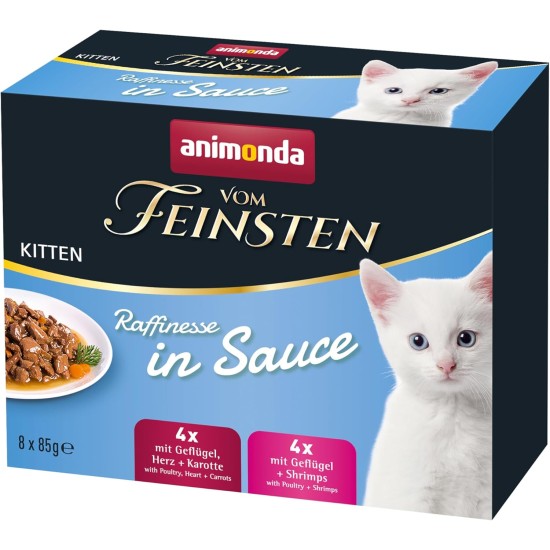 animonda Vom Feinsten Kitten Sophistication in Sauce, Wet Kitten Food for Growing Kittens, Cat Food in Sauce without Grains and Sugar, Practical Portion Bags, Mixpack (24 x 85 g) animonda Vom Feinsten Kitten Sophistication in Sauce, Wet Kitten Food for Growing Kittens, Cat Food in Sauce without Grains and Sugar, Practical Portion Bags, Mixpack (24 x 85 g)