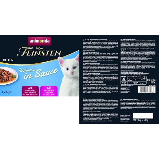 animonda Vom Feinsten Kitten Sophistication in Sauce, Wet Kitten Food for Growing Kittens, Cat Food in Sauce without Grains and Sugar, Practical Portion Bags, Mixpack (24 x 85 g) animonda Vom Feinsten Kitten Sophistication in Sauce, Wet Kitten Food for Growing Kittens, Cat Food in Sauce without Grains and Sugar, Practical Portion Bags, Mixpack (24 x 85 g)